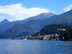 View of old Bellagio and port from the beach